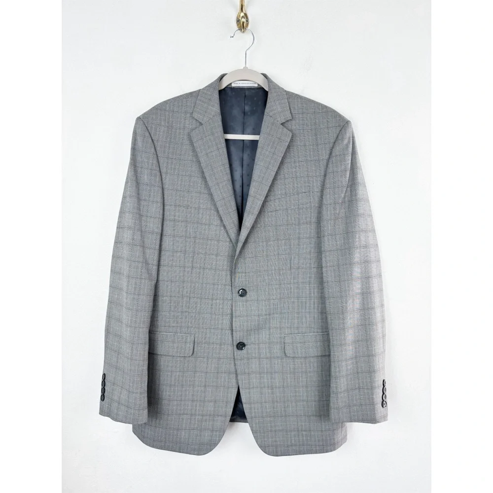 Perry Ellis Portfolio Classic Fit Stretch Plaid Suit Jacket Sz 40L